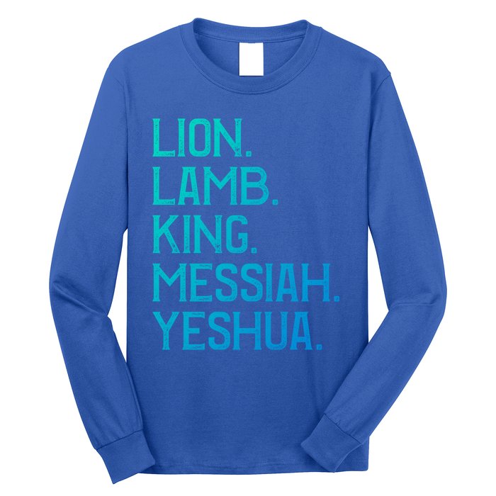 Distressed Lion Lamb King Messiah Yeshua Christian Bible Gift Long Sleeve Shirt