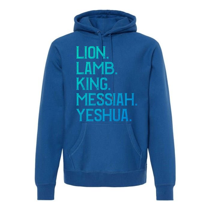 Distressed Lion Lamb King Messiah Yeshua Christian Bible Gift Premium Hoodie