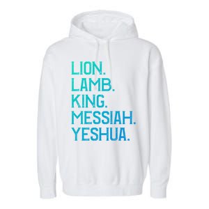 Distressed Lion Lamb King Messiah Yeshua Christian Bible Gift Garment-Dyed Fleece Hoodie