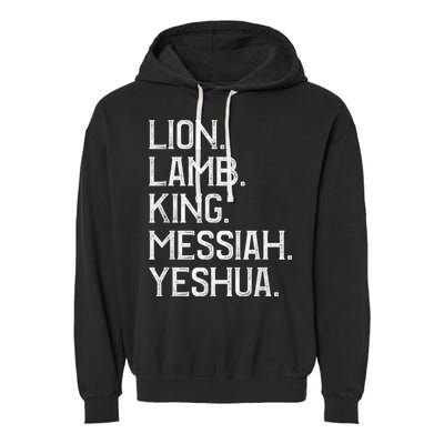 Distressed Lion Lamb King Messiah Yeshua Christian Bible Garment-Dyed Fleece Hoodie