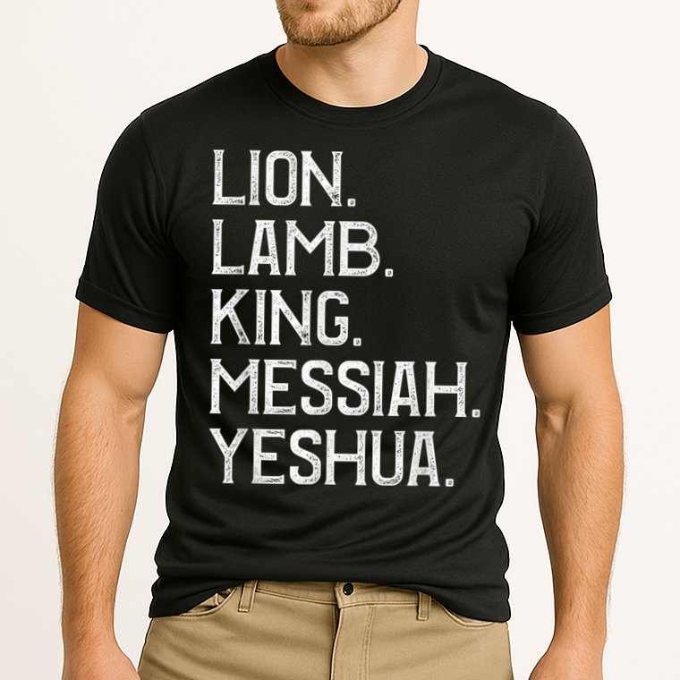 Distressed Lion Lamb King Messiah Yeshua Christian Bible Cooling Performance Crew T-Shirt