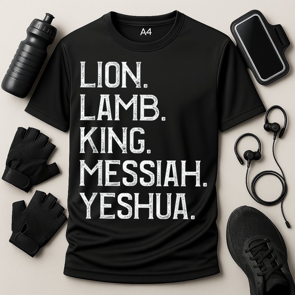 Distressed Lion Lamb King Messiah Yeshua Christian Bible Cooling Performance Crew T-Shirt