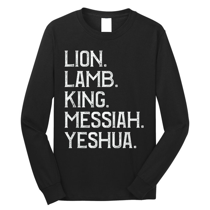 Distressed Lion Lamb King Messiah Yeshua Christian Bible Long Sleeve Shirt