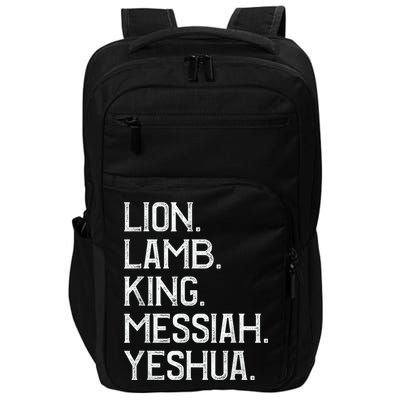 Distressed Lion Lamb King Messiah Yeshua Christian Bible Impact Tech Backpack