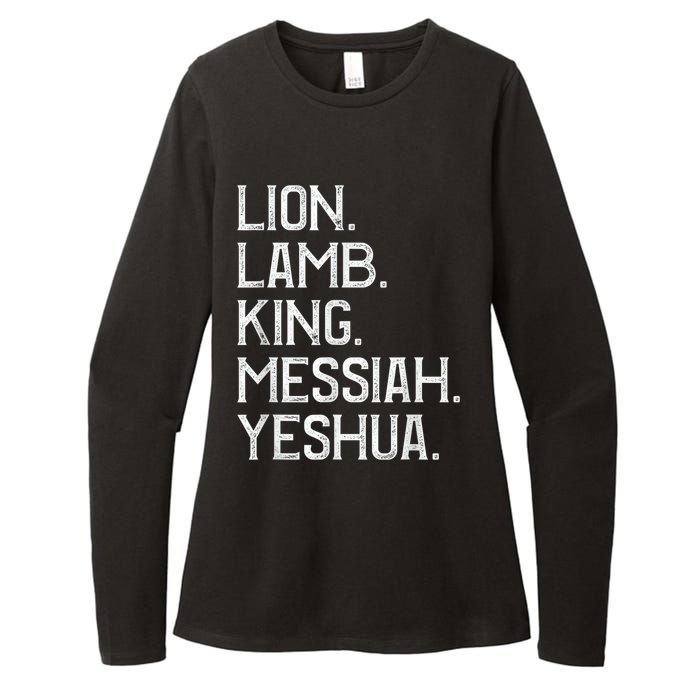 Distressed Lion Lamb King Messiah Yeshua Christian Bible Womens CVC Long Sleeve Shirt