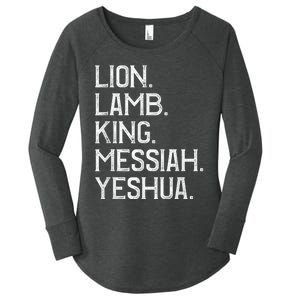 Distressed Lion Lamb King Messiah Yeshua Christian Bible Women's Perfect Tri Tunic Long Sleeve Shirt