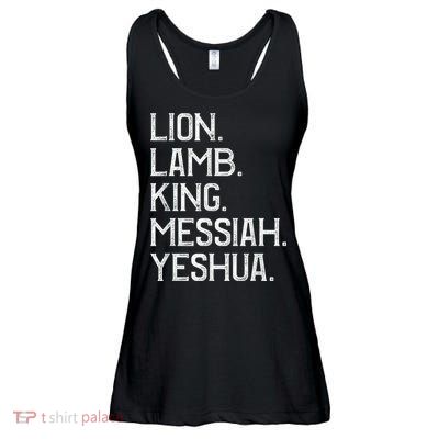 Distressed Lion Lamb King Messiah Yeshua Christian Bible Ladies Essential Flowy Tank