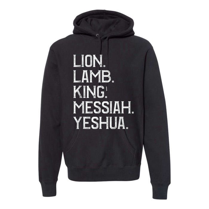 Distressed Lion Lamb King Messiah Yeshua Christian Bible Premium Hoodie