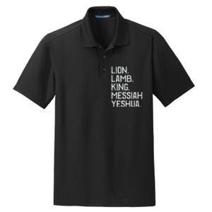 Distressed Lion Lamb King Messiah Yeshua Christian Bible Dry Zone Grid Polo