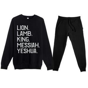 Distressed Lion Lamb King Messiah Yeshua Christian Bible Premium Crewneck Sweatsuit Set