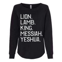 Distressed Lion Lamb King Messiah Yeshua Christian Bible Womens California Wash Sweatshirt