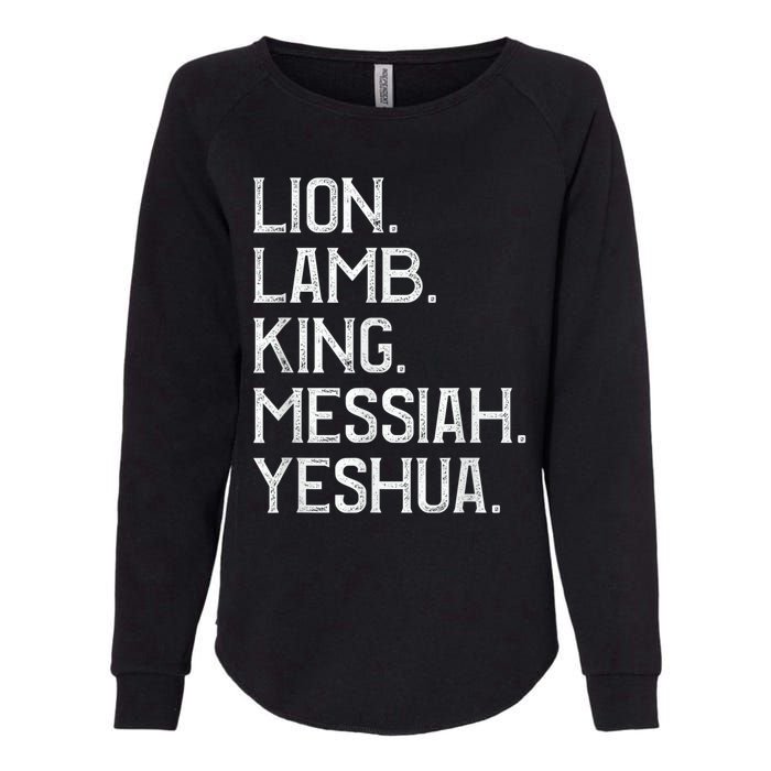 Distressed Lion Lamb King Messiah Yeshua Christian Bible Womens California Wash Sweatshirt