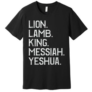 Distressed Lion Lamb King Messiah Yeshua Christian Bible Premium T-Shirt