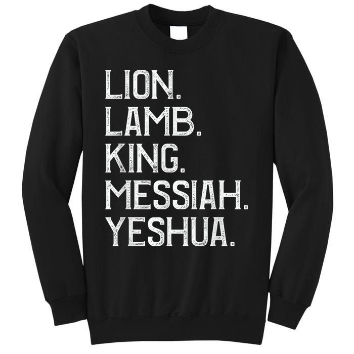 Distressed Lion Lamb King Messiah Yeshua Christian Bible Tall Sweatshirt