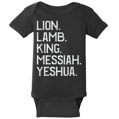 Distressed Lion Lamb King Messiah Yeshua Christian Bible Baby Bodysuit