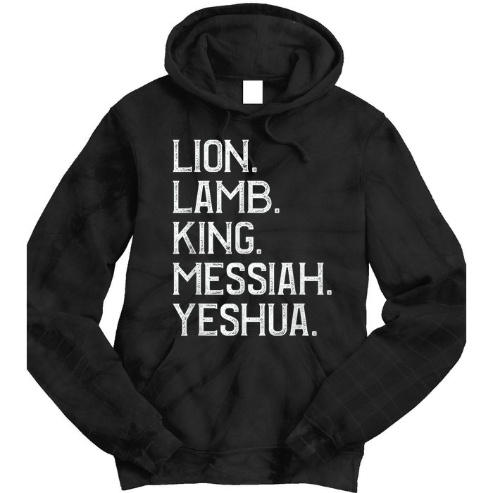 Distressed Lion Lamb King Messiah Yeshua Christian Bible Tie Dye Hoodie