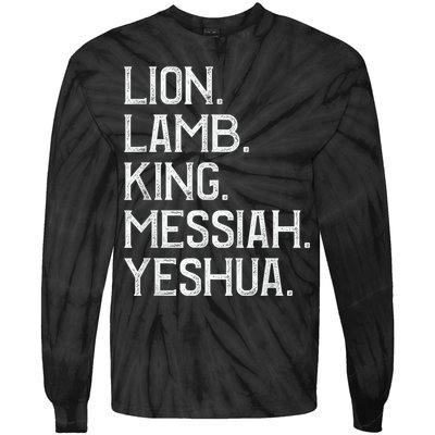 Distressed Lion Lamb King Messiah Yeshua Christian Bible Tie-Dye Long Sleeve Shirt
