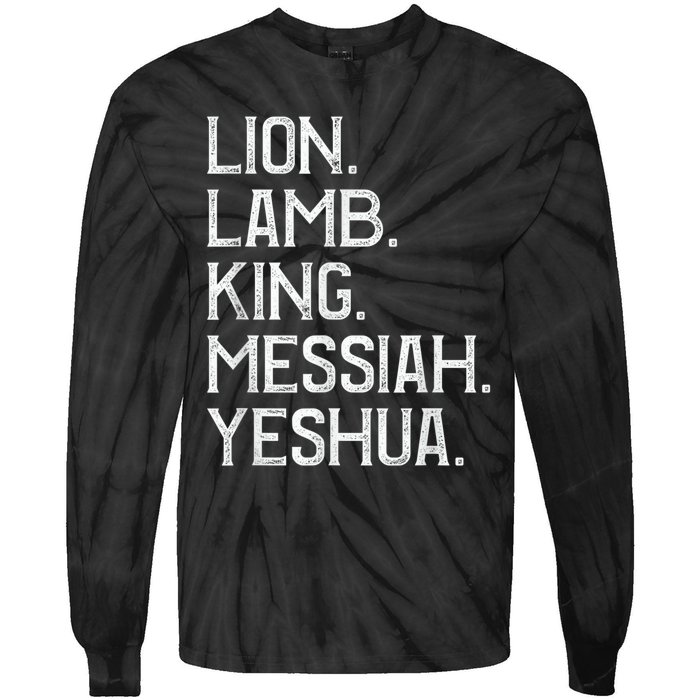 Distressed Lion Lamb King Messiah Yeshua Christian Bible Tie-Dye Long Sleeve Shirt