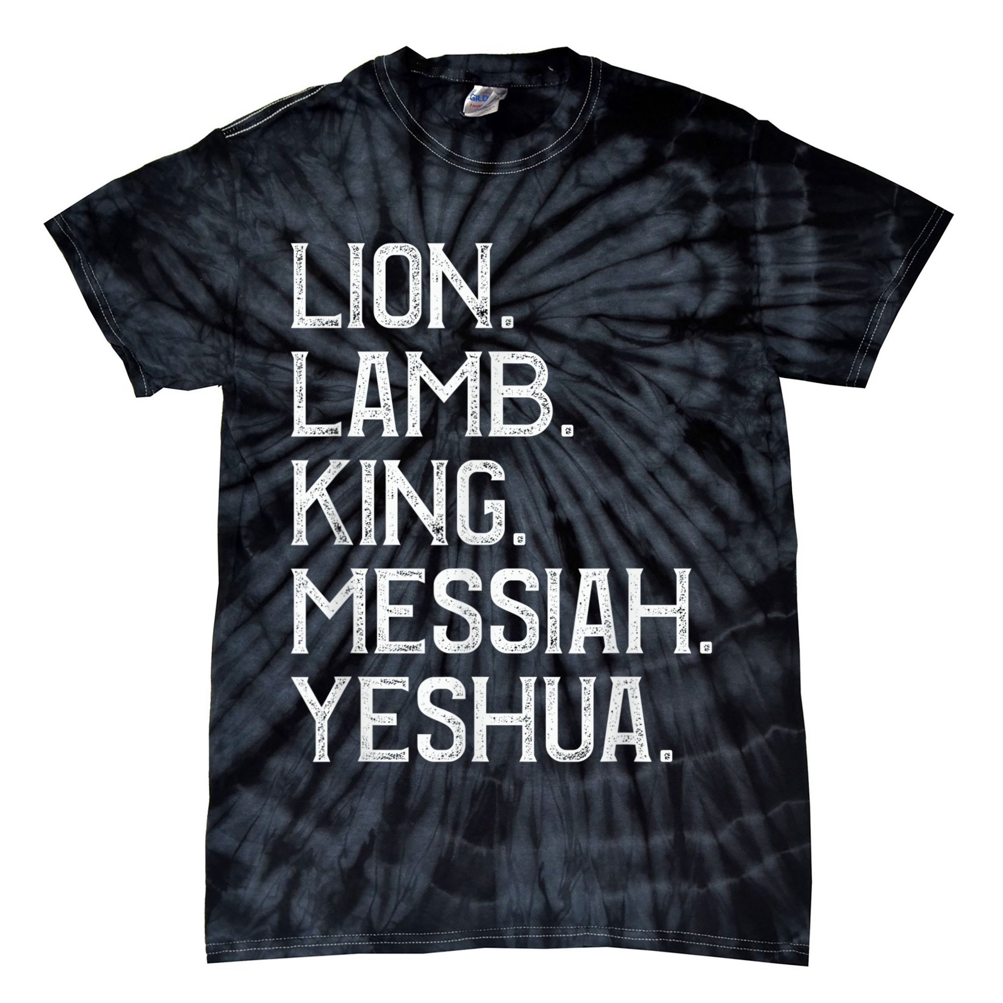 Distressed Lion Lamb King Messiah Yeshua Christian Bible Tie-Dye T-Shirt