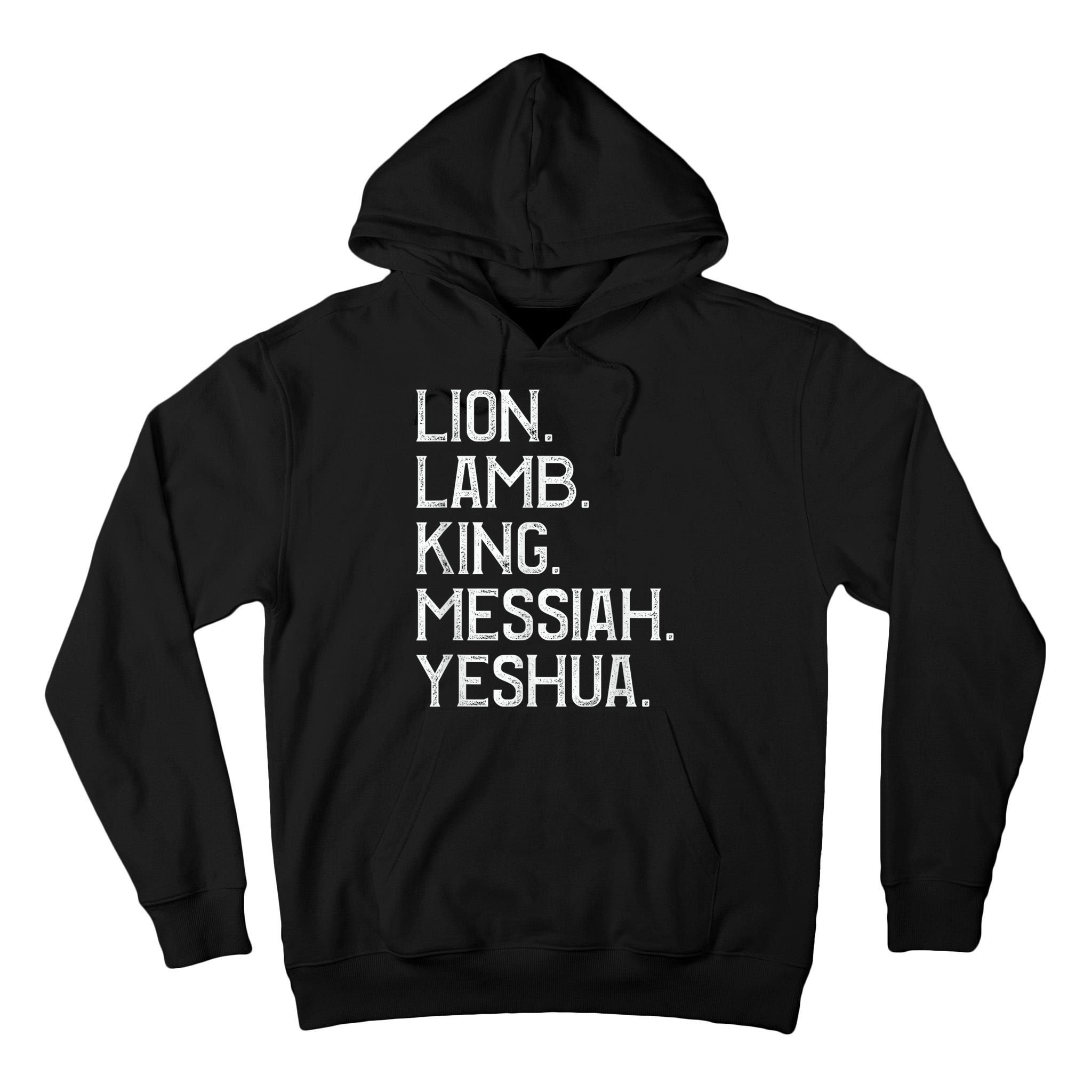 Distressed Lion Lamb King Messiah Yeshua Christian Bible Tall Hoodie