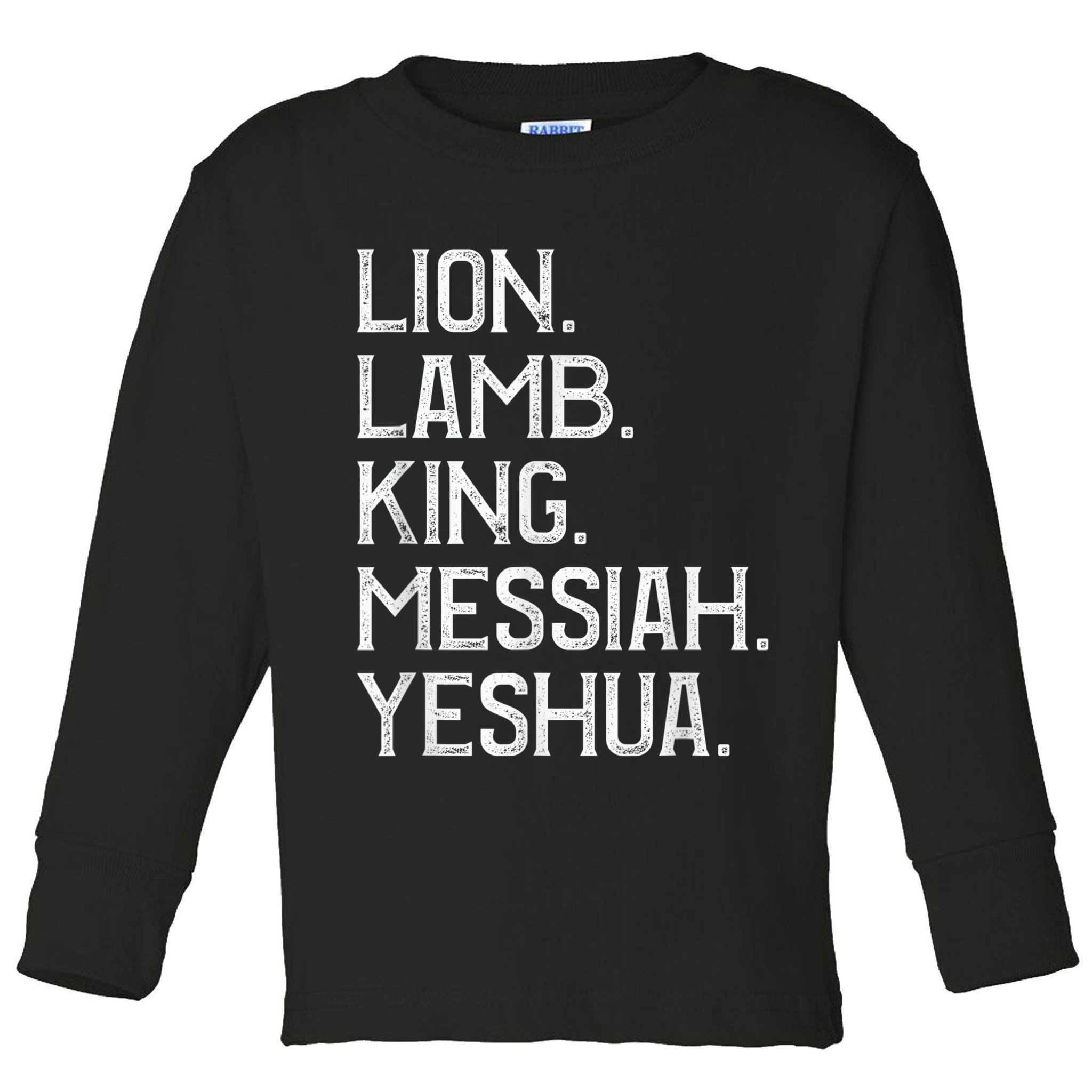 Distressed Lion Lamb King Messiah Yeshua Christian Bible Toddler Long Sleeve Shirt
