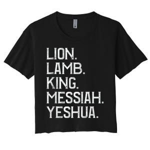 Distressed Lion Lamb King Messiah Yeshua Christian Bible Women's Crop Top Tee