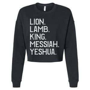 Distressed Lion Lamb King Messiah Yeshua Christian Bible Cropped Pullover Crew