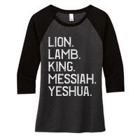 Distressed Lion Lamb King Messiah Yeshua Christian Bible Women's Tri-Blend 3/4-Sleeve Raglan Shirt