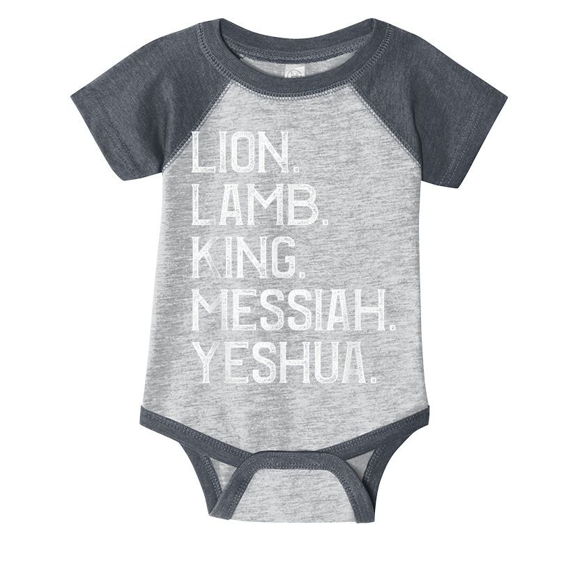 Distressed Lion Lamb King Messiah Yeshua Christian Bible Infant Baby Jersey Bodysuit
