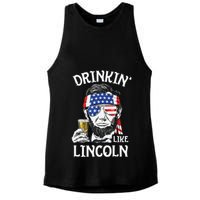 Drinking Like Lincoln 4th Of July Abraham Merica Flag Ladies PosiCharge Tri-Blend Wicking Tank