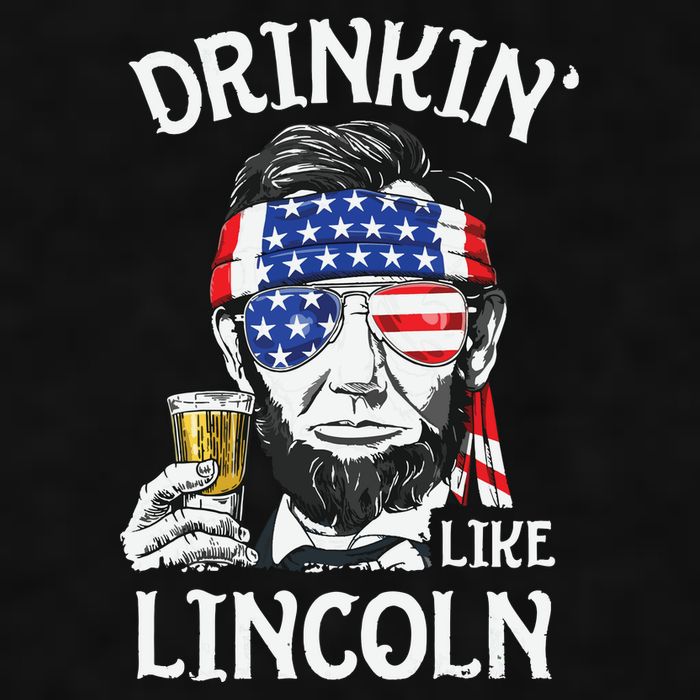 Drinking Like Lincoln 4th Of July Abraham Merica Flag Ladies PosiCharge Tri-Blend Wicking Tank