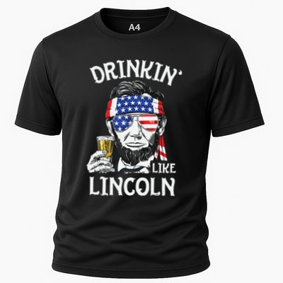 Drinking Like Lincoln 4th Of July Abraham Merica Flag Performance Shirt