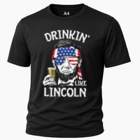 Drinking Like Lincoln 4th Of July Abraham Merica Flag Performance Shirt