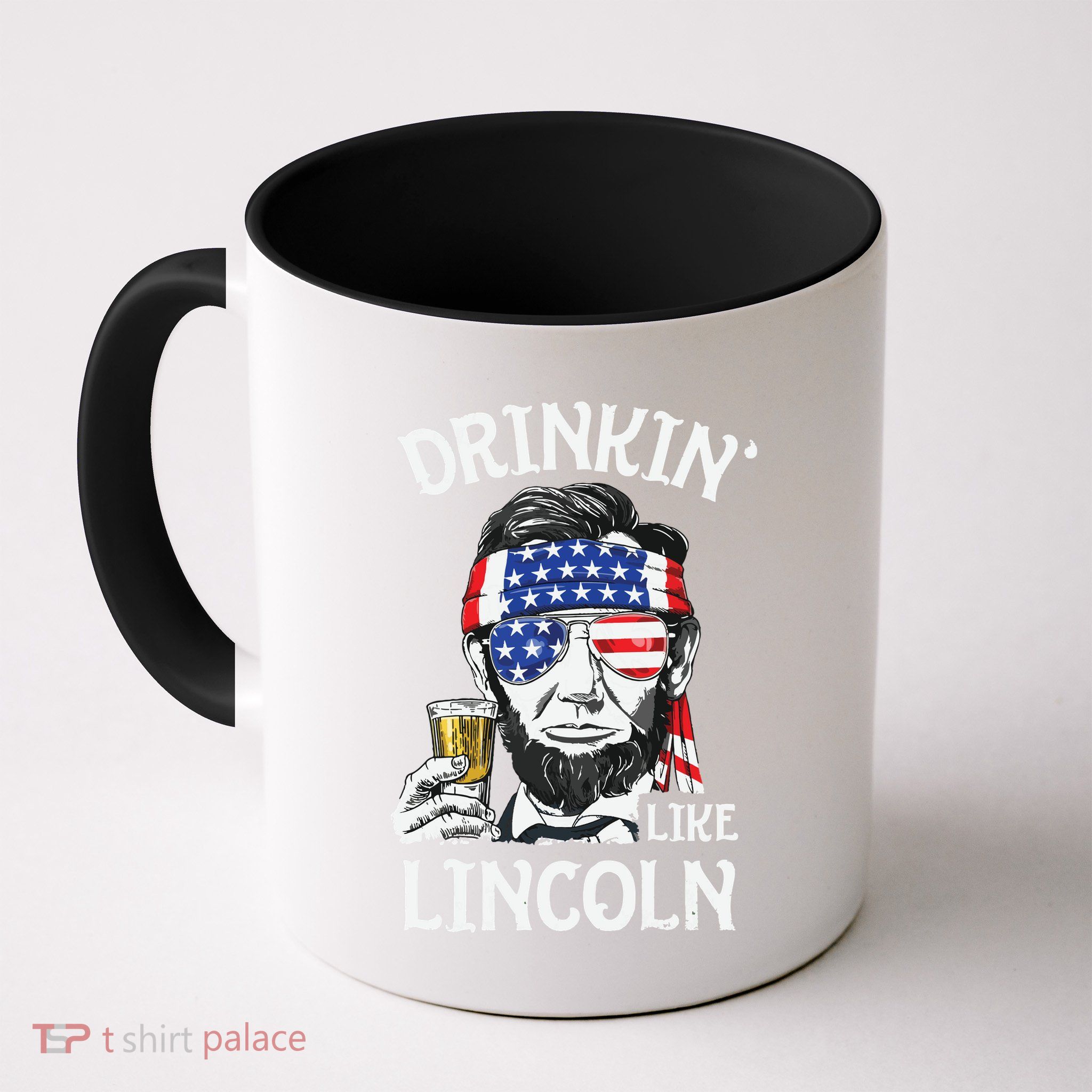 Drinking Like Lincoln 4th Of July Abraham Merica Flag Mug