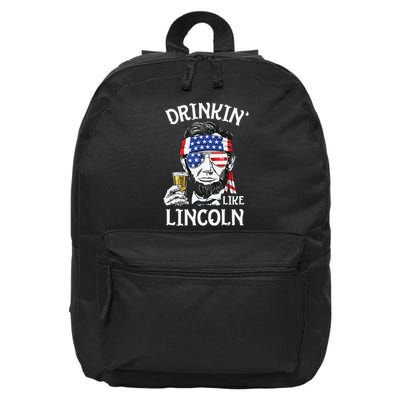 Drinking Like Lincoln 4th Of July Abraham Merica Flag 16 in Basic Backpack