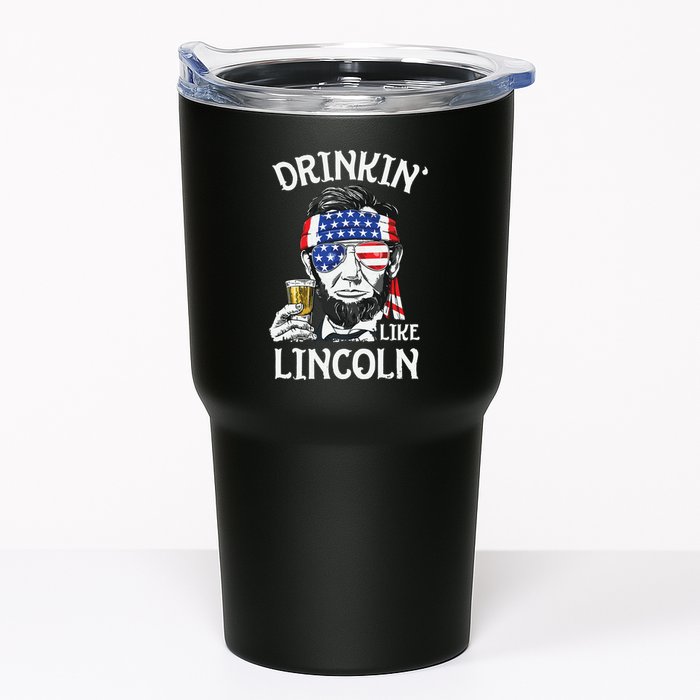 Drinking Like Lincoln 4th Of July Abraham Merica Flag Tumbler