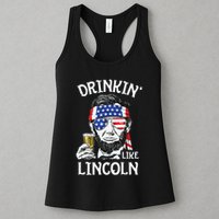 Drinking Like Lincoln 4th Of July Abraham Merica Flag Womens Tank Top