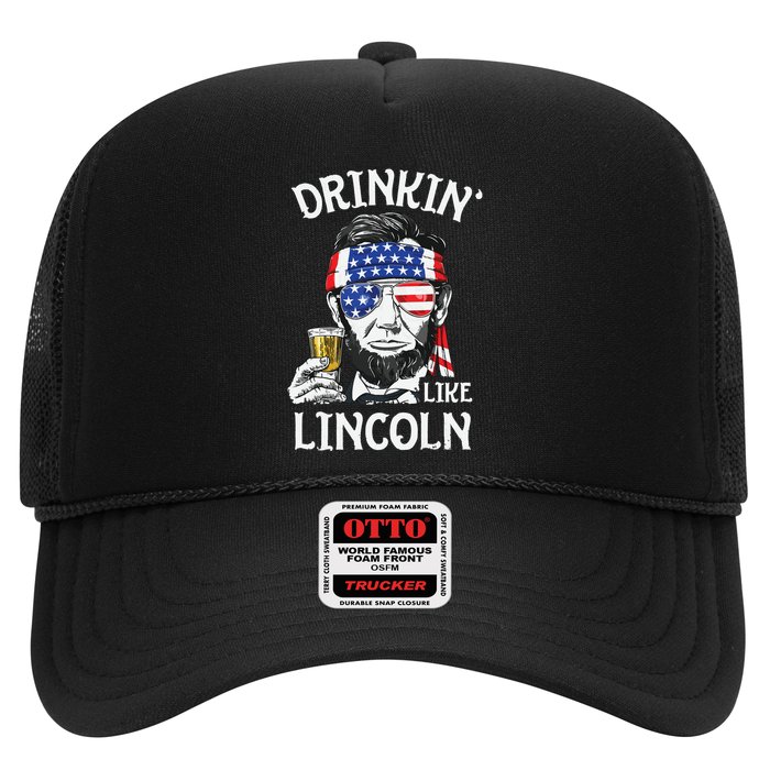 Drinking Like Lincoln 4th Of July Abraham Merica Flag Hat