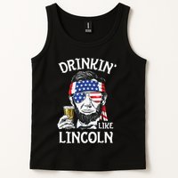Drinking Like Lincoln 4th Of July Abraham Merica Flag Tank Top
