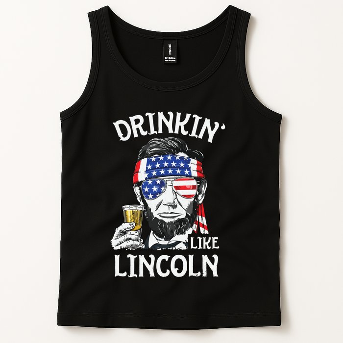 Drinking Like Lincoln 4th Of July Abraham Merica Flag Tank Top