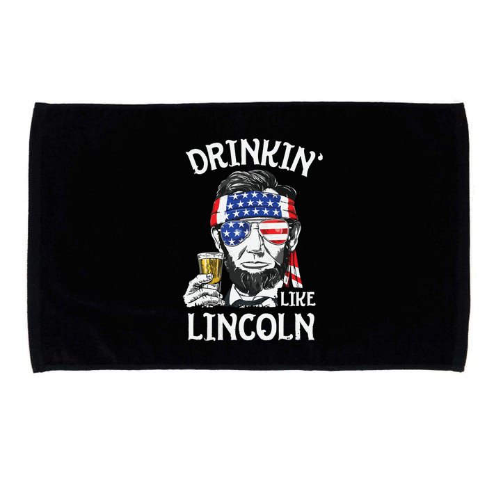 Drinking Like Lincoln 4th Of July Abraham Merica Flag Microfiber Hand Towel