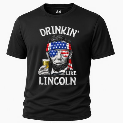 Drinking Like Lincoln 4th Of July Abraham Merica Flag Performance Shirt