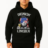 Drinking Like Lincoln 4th Of July Abraham Merica Flag Hoodie