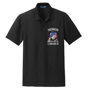 Drinking Like Lincoln 4th Of July Abraham Merica Flag Dry Zone Grid Polo