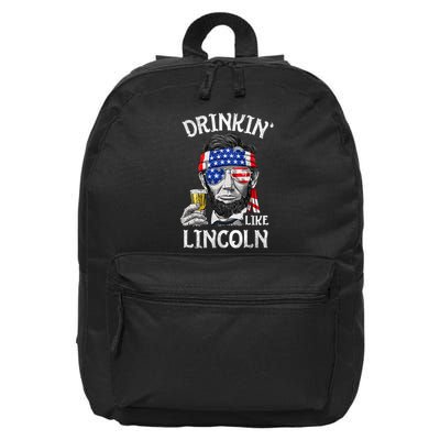 Drinking Like Lincoln 4th Of July Abraham Merica Flag 16 in Basic Backpack