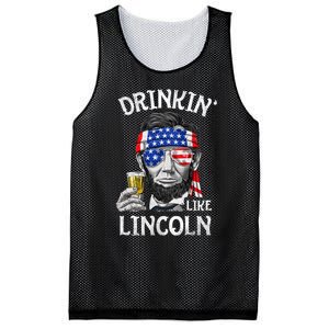 Drinking Like Lincoln 4th Of July Abraham Merica Flag Mesh Reversible Basketball Jersey Tank