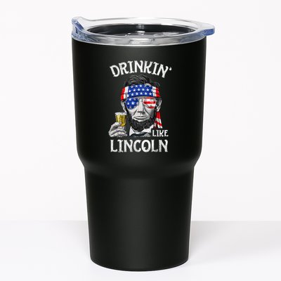 Drinking Like Lincoln 4th Of July Abraham Merica Flag Tumbler