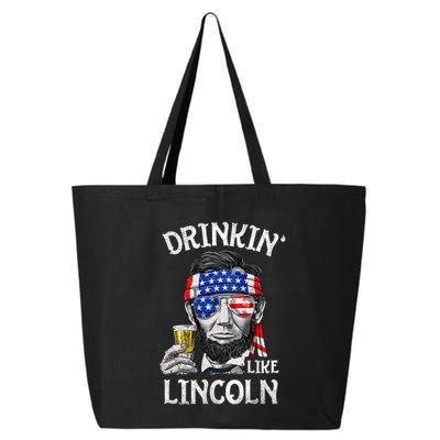 Drinking Like Lincoln 4th Of July Abraham Merica Flag 25L Jumbo Tote