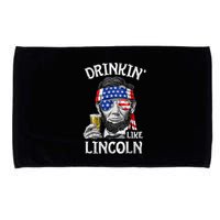 Drinking Like Lincoln 4th Of July Abraham Merica Flag Microfiber Hand Towel
