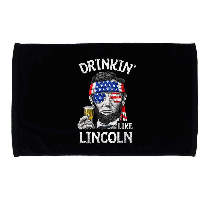 Drinking Like Lincoln 4th Of July Abraham Merica Flag Microfiber Hand Towel